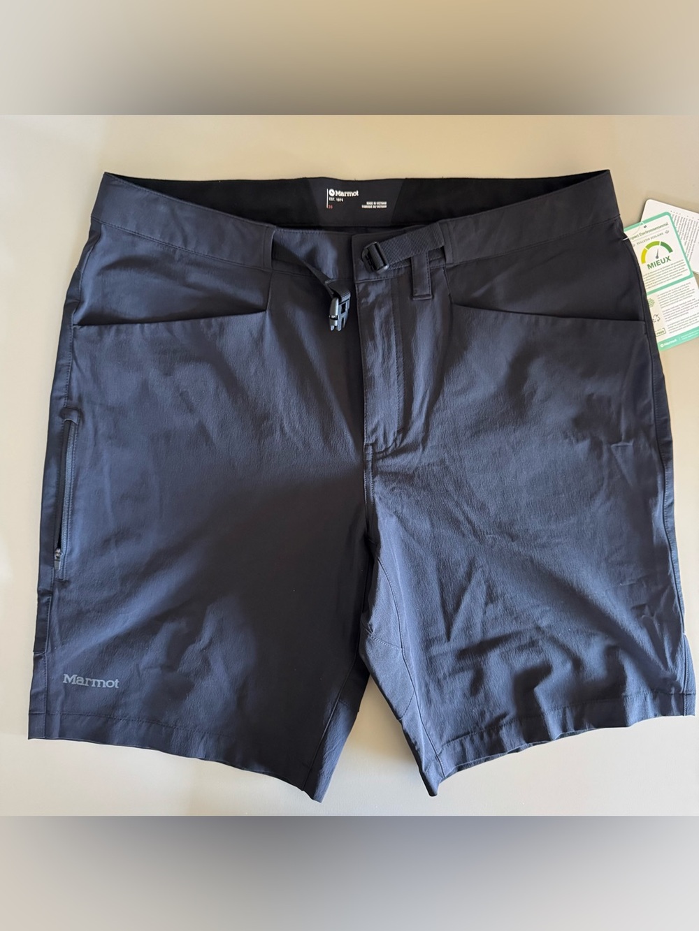 Marmot Men's Limantour Shorts Hiking Cargo Black Nylon Belted NWT